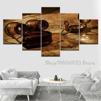 

Five pieces of ancient telescope and map embroidery with square diamond painting package 5D Mosaic home Decoration Art GG3847