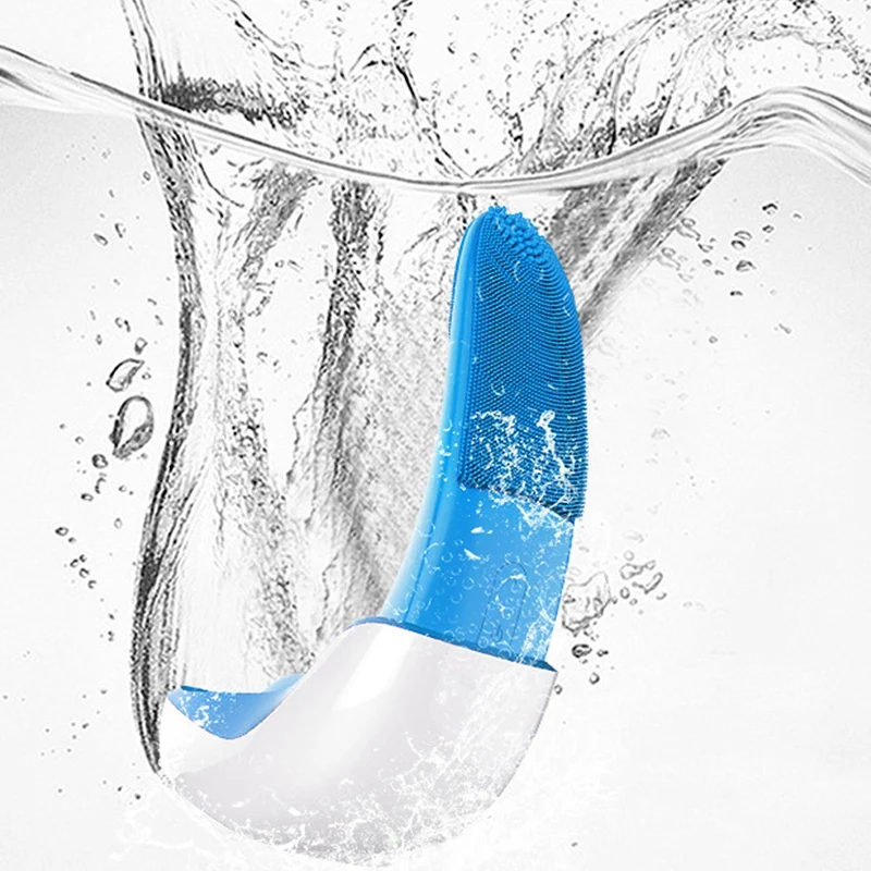 Purple Mini Warm Electric Facial Cleansing Brush Silicone Sonic Vibration Cleanser Deep Pore Cleaning Skin Massage Face Brush Cl