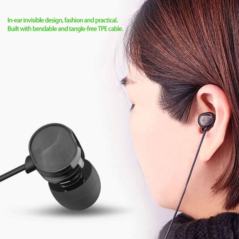 T200 3.5mm Binaural Sound Earbuds In-ear Headphones with Mic Line Control Headset Music Earphone for Phones Tablet Laptops