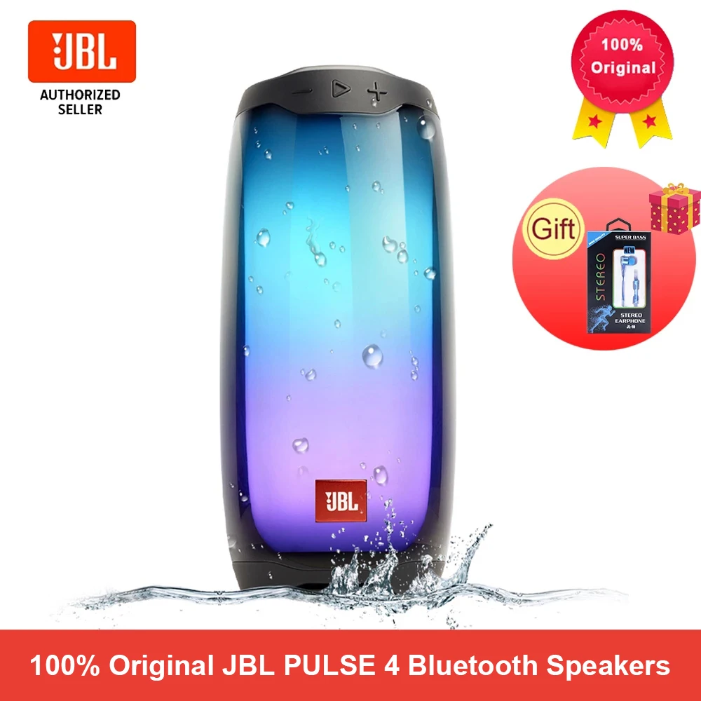 Портативный беспроводной Bluetooth-Динамик JBL PULSE4 со светодиодсветильник кой IPX7