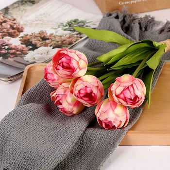 

6pcs Artificial Tulip Flowers Bouquet Real Touch Simulation Flowers for Home Wedding Party Decoration Photography Props