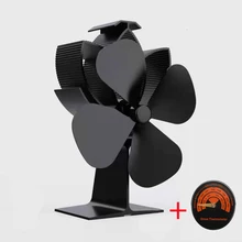 Four Leaf Fireplace Fan Heat Powered Stove Fan 5 Blade Pellet Stoves Home Suitable for Thermally Driven Fans Fireplaces