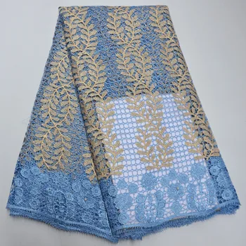 

sky blue African Guipure Swiss Voile Lace Fabric High Quality French Tulle Lace Fabric 2020 Nigerian Cord Lace Embroidery Fabric