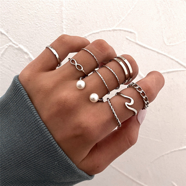 Color Hollowed Heart Shape Open Ring Set Design Cute Fashion Love Jewelry For Women Girl Gifts Adjustable Birthday Party