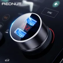 Автомобильное зарядное устройство с двумя usb-портами 3,1 А, быстрое зарядное устройство REDNUT, светодиодный дисплей, универсальное автомобильное зарядное устройство для мобильных телефонов Xiaomi, samsung, iPhone, планшетов