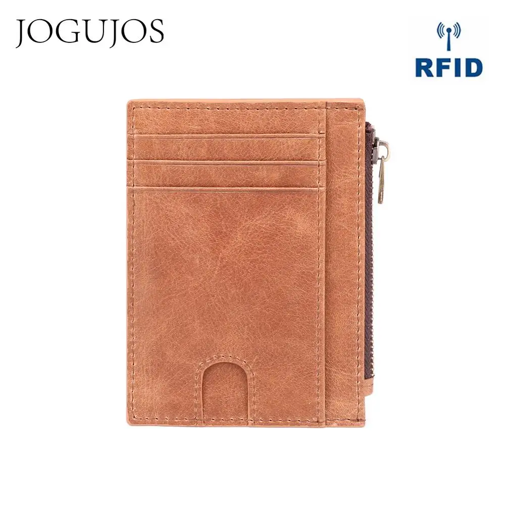 

JOGUJOS 2019 New Design Credit Card Holder Unisex Rfid Wallet Genuine Leather Fashion Men Women Coin Purse Travel Small Wallet