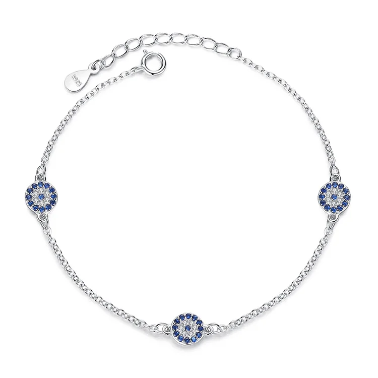 YS1281 Retro 925 Sterling Silver Lucky Hand Turkish Eye Luminous CZ Stone Crystal Infinity Bracelet for Women Genuine Jewelry Gift - Окраска металла: YS1281