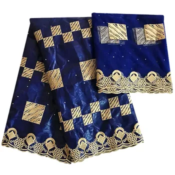 

Royal blue bazin riche getzner 2019 Gold beaded bazin riche fabric Embroidery tissu african fabric bazin lace for wedding B6-965