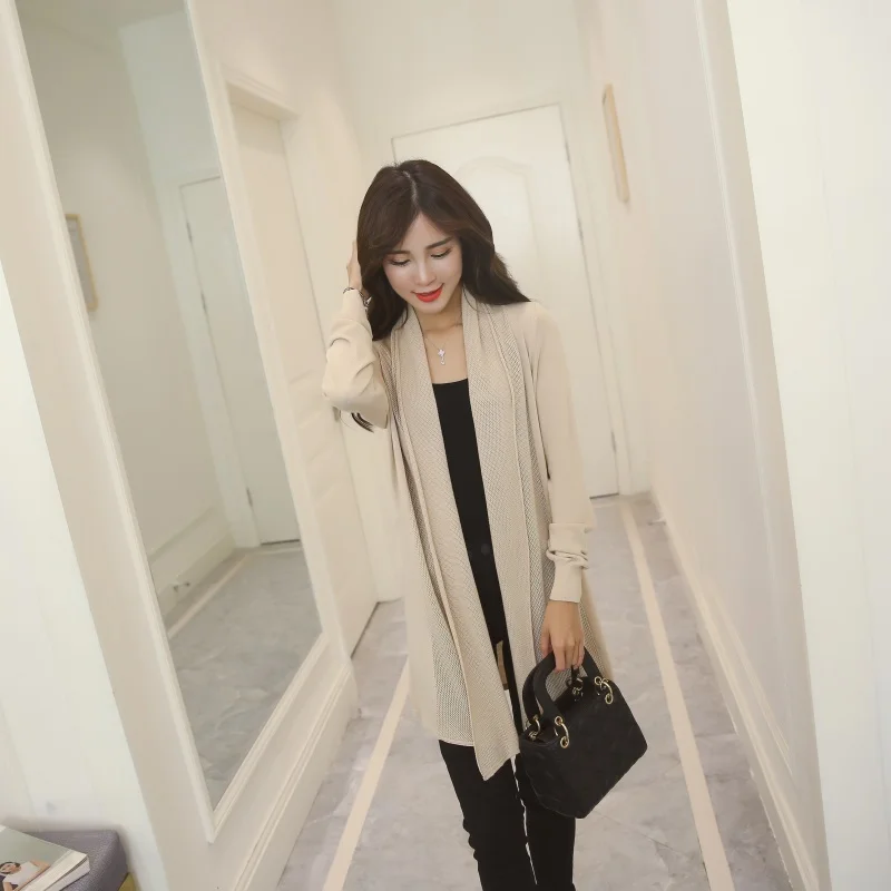 Топ Хлопок Blusas De Inverno Feminina новая весна и лето корейский женский тонкий длинный свитер кардиган пальто женский F1162