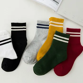 

Funny Cute Japanese High School Girls Cotton Loose Striped Crew Socks Colorful Women Sox Harajuku Designer Retro Yellow White