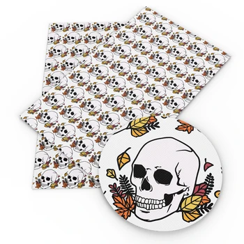 

David accessories 20*34cm Halloween Series Skull Printed Faux Synthetic Leather for Bows DIY handmade materials,1Yc12010