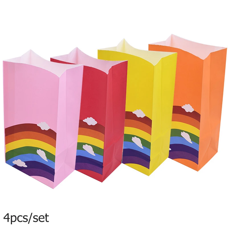 Бумажные пакеты в горошек с радужным рисунком, разноцветные конфетные Снековые пакеты для свадьбы, дня рождения, Детские вечерние упаковочные материалы для подарков 75 - Цвет: B09