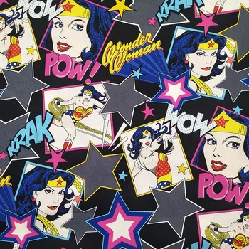 

140cm Width Wonder Woman Cotton Fabric for Girl Clothes Bedding Set Cushion Cover Bag DIY