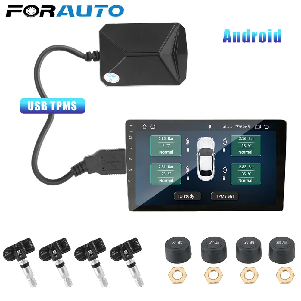 Система мониторинга давления в шинах TPMS с USB и Android дисплеем система сигнализации