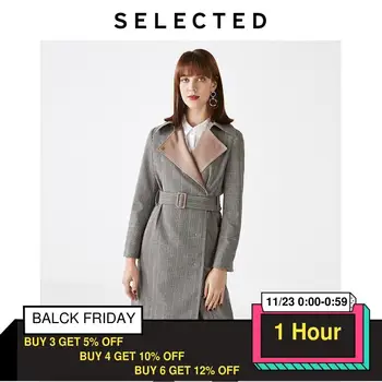 

SELECTED Women's Mid-length Lace-up Houndstooth Trench Coat S|419321504