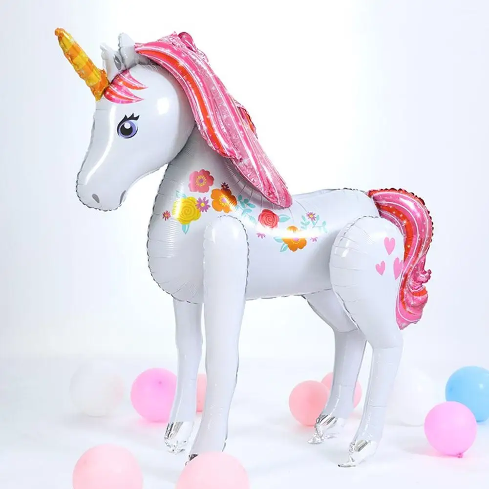 Unicorn Birthday Party Baloon Decoration For Kids 3D Cartoon Balloons 116 X106cm Large Standing Animal Aluminum Foil Balloons