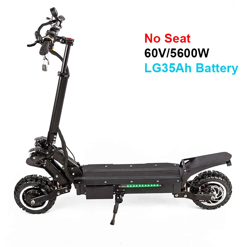 No Seat LG35Ah Halo Knight мощный 60 в 5600 Вт Электрический скутер с сиденьем 11 дюймов внедорожный двойной мотор EScooter складной взрослый 85 км/ч мотоцикл - Цвет: No Seat LG35Ah