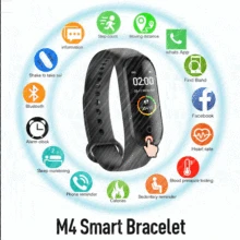 M4 relógio inteligente ip67 smartwatch pressão arterial monitor de freqüência cardíaca mulheres sono rastreador de fitness esporte relógio micro usb carregamento(China)