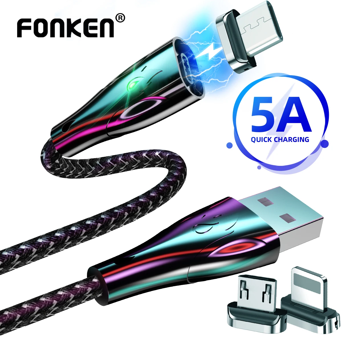 Магнитный зарядный кабель FONKEN типа C Micro USB Шнур для Iphone магнитный кабель|Кабели