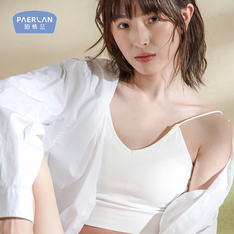 

PAERLAN Fashion Camisole Short Style with Chest Pad Undershirt Casual Backless Top Undewear Women's Slim Vest Sexy Bras