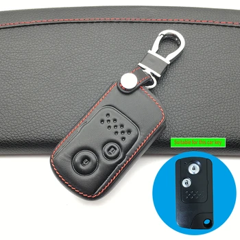 

Exquisite 100% Leather Car Key Case Cover For Honda Accord CIVIC CRV Fit 2006-2015 2 Buttons Remote Keyleass Protector Shell