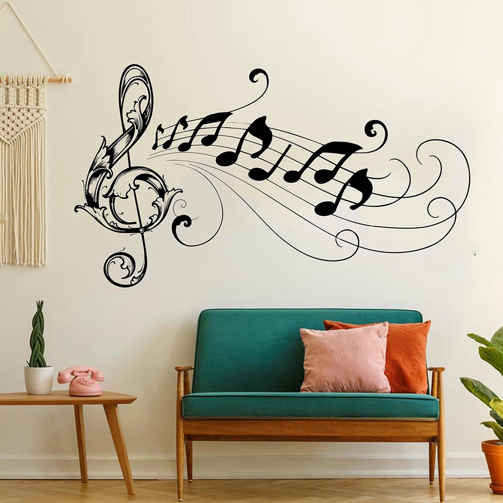 Large Music Note Wall Decal Music Flower Vinyl Wall Sticker Music