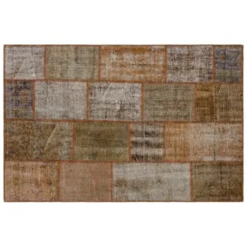 

Handmade Brown Vintage Overdyed Patchwork Area Rug 120x180 Cm-3'11''X5'11''