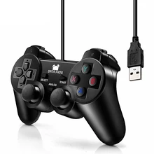 Joystick de vibración con cable USB PC controlador para PC ordenador portátil para WinXP/Win7/Win8/Win10 para Vista Black Gamepad