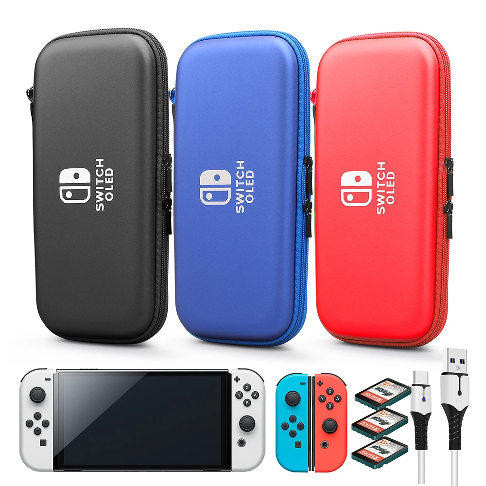 Ns Oled Console Hard Shell Pu Waterproof Carry Bag Accessories Storage  Pouch Case With Hand Strap For Nintendo Switch Oled - Bags - AliExpress