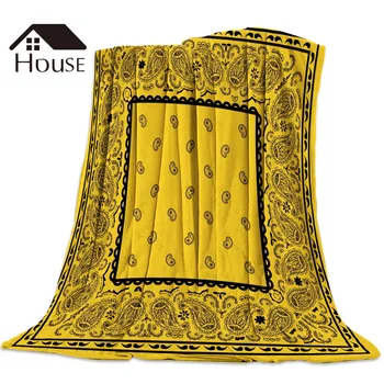 

Gold and Black Bandana Printed Nap Blanket Soft Comfortable Velvet Plush Flower Blankets Warm Sofa Bed Sheets