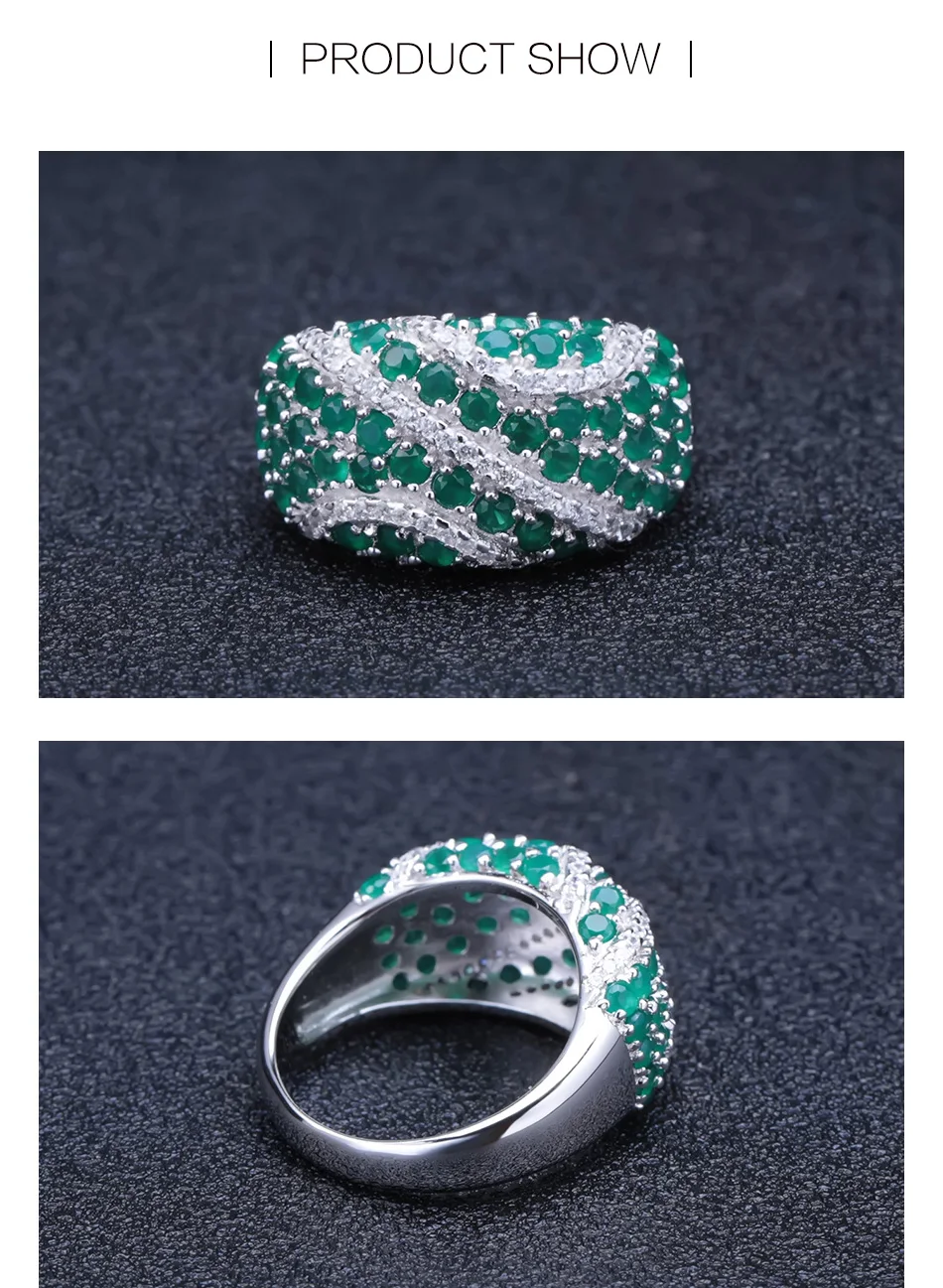 GEM'S BALLE натуральный зеленый агат кольцо серьги набор 925 пробы серебро драгоценный камень Винтаж набор украшений для женщин Роскошные ювелирные изделия