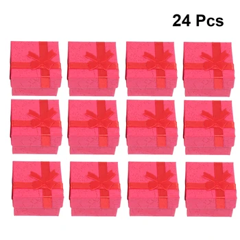 

24pcs 4*4*3cm Bowknot Style Earring Bracelet Necklace Jewelery Storage Boxes Gift Boxes Cases Organizers Red Pink BLue A30