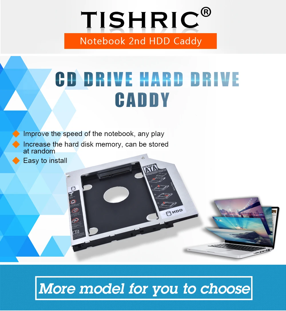 Tishric алюминиевый 9,5 мм SATA 3,0 HDD Caddy 2," двойной светодиодный адаптер DVD HDD корпус жесткого диска Optibay для ноутбука DVD-ROM ODD