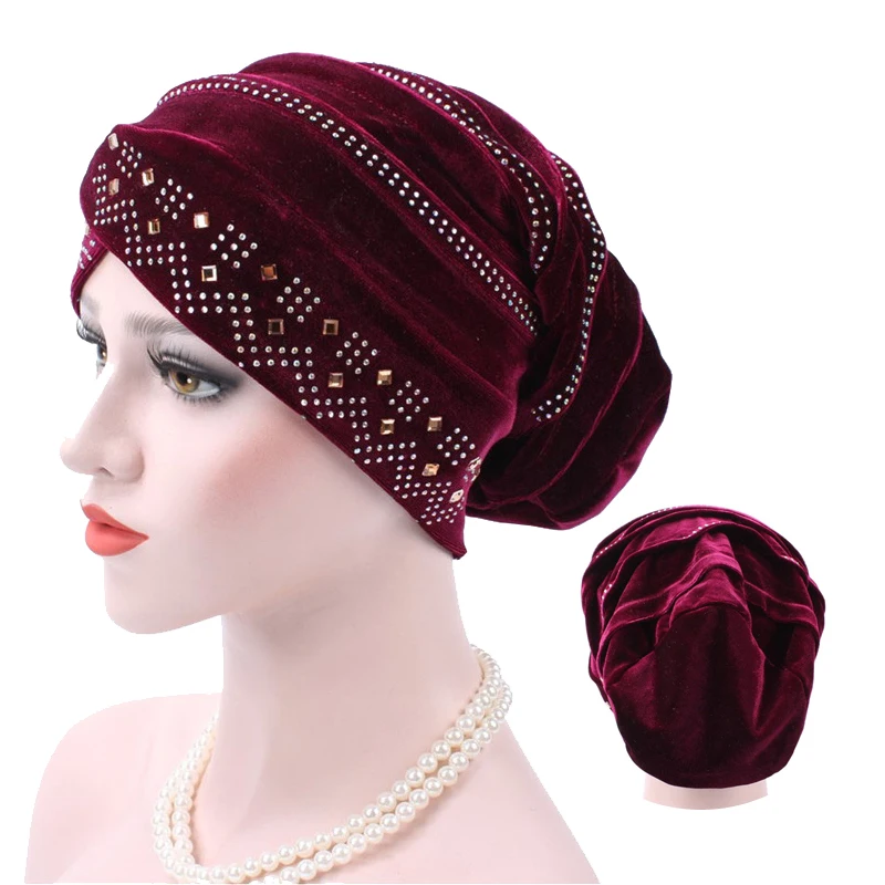 Gold-velvet-Inner-hijabs-muslim-turban-caps-for-women-with-drill-ethnic-islamic-wrap-head-turbante