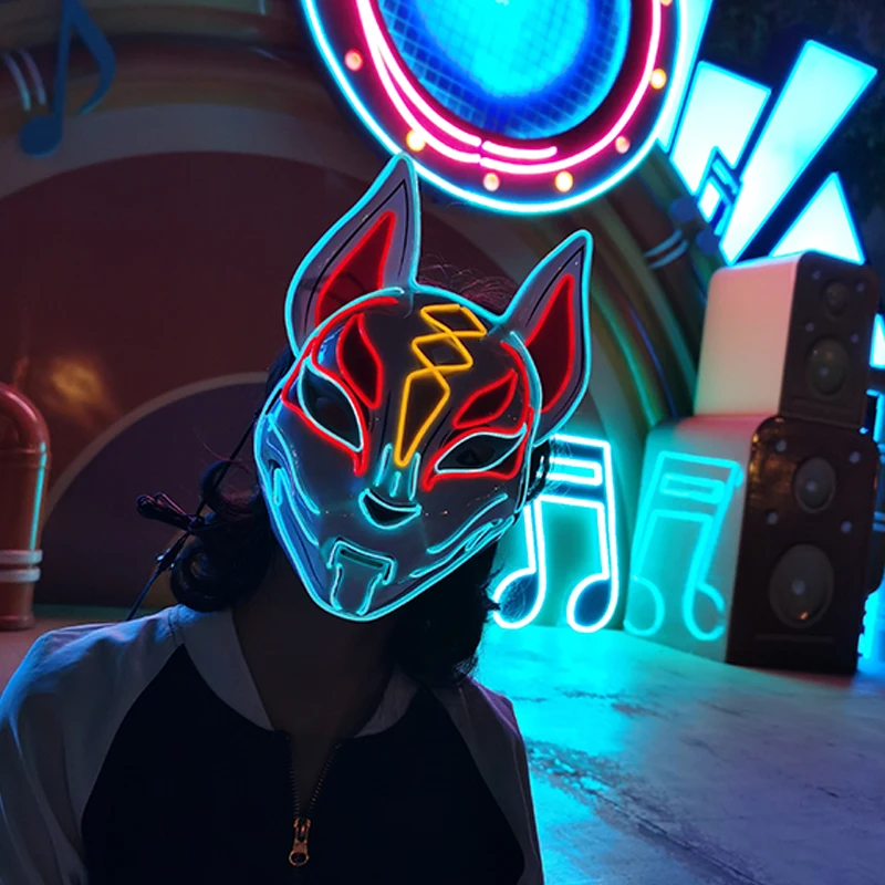 LED Dance Costume Birthday Party Decorations Halloween Carnival Party Costume Decoration Luminous LED Mask Halloween Mask LED Maske Light Up Party Masks for Glow