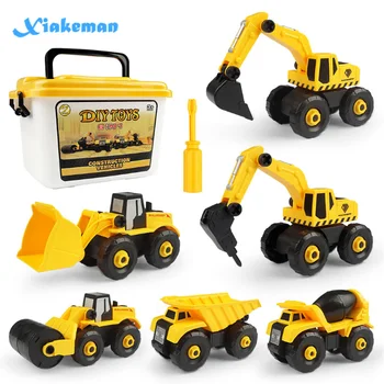 

Children's Puzzle DIY Disassembly Engineering Car Combination Set Assembling Excavator Bulldozer Loading And Unloading Car Toy