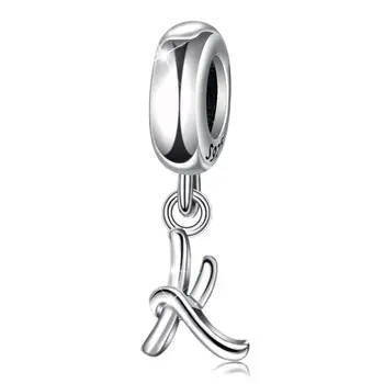 

EUDORA 925 Sterling Silver new free shipping initial K letter alphabet diy bead fit charm silver bracelet Original jewellry gift