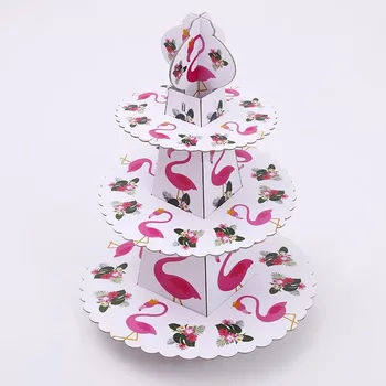 

1 Set Flamingo Theme Cartoon 3-Tier Cake Stand Kid Birthday Party Decorations Supplies Event Cupcake Stand Can Put 24 Cupcakes