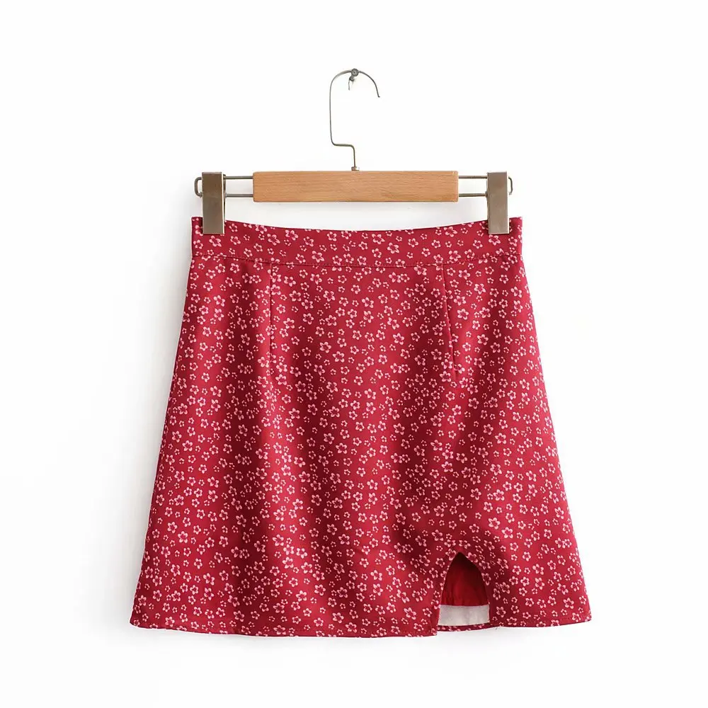 

2019 Autumn New Style Versitile Fashion Mini Slit Printed Short Skirt