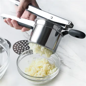

4YANG Household Silicone Handle Stainless Steel Potato Masher Tool for Potato Puree Portable Kitchen Tools Gadgets