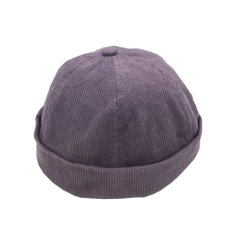 

2019 Vintage Hip Hop Men Hat Corduroy Retro Skull cap Adjustable Brimless Hat Landlord Breathable Beanie Hat Sailor Cap