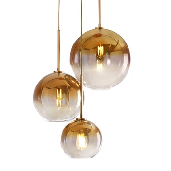 

Nordic Post-modern LED Pendant Lgihts Luxury Glass Ball Hanging Lamp For Coffee Shop Restaurant Bedside Living Room Decoration