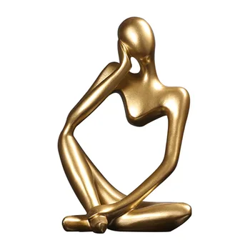 

Home Office Small Sculpture Resin Desktop Craft Thinker Statue Drawing Room Modern Ornament Abstract Character Decoration Gift