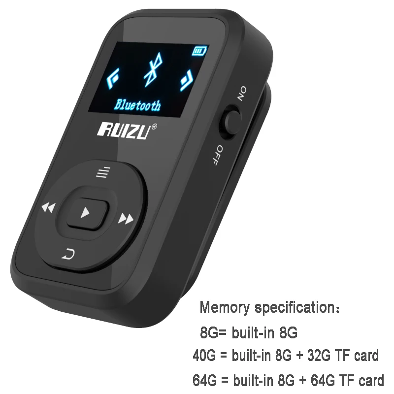 Оригинальный мини MP3 плеер RUIZU X26 с зажимом Bluetooth 8 ГБ спортивный музыкальный mp3
