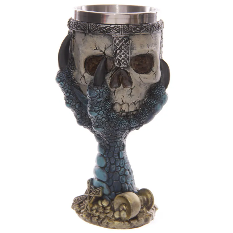 Omife Creative Skull Mug Game Of Thrones 3D Beer Cups Viking Anime Wine Tumbler Cartoon Coffee Cup Halloween Mugs Gift Drinkware - Цвет: DragonsClaw Blue