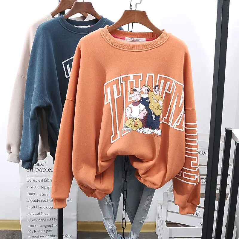 High Street Cool Sweat Толстовка для женщин толстый флисовый пуловер верхняя одежда больших размеров шикарный хлопковый свитшот с рисунком