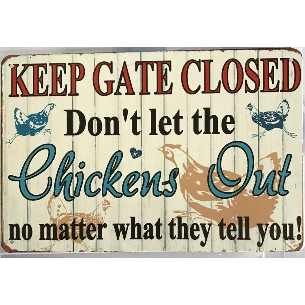 

Chickens Vintage Tin Signs Iron Painting Wall Plate Farm Home Bar Pub Man Cave Decor