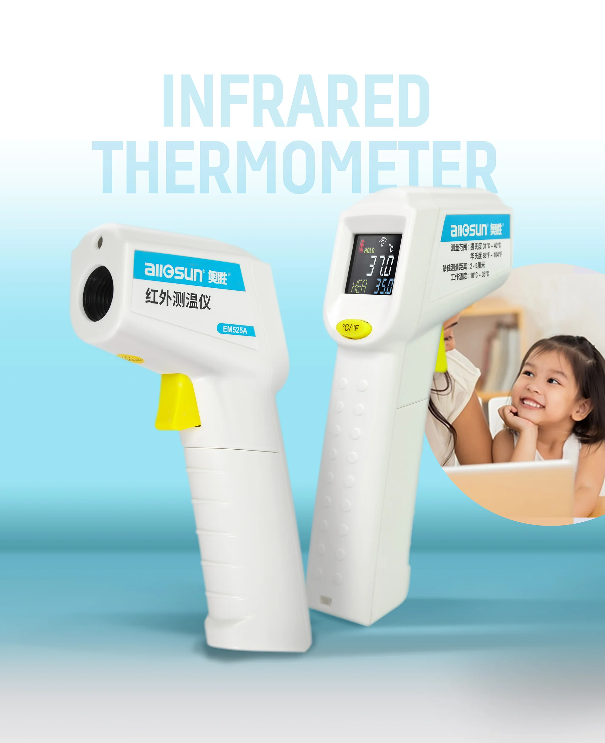 

all-sun Muti-fuction Baby/Adult Digital Termomete Infrared Forehead Body Thermometer Gun Non-contact Temperature Measurement