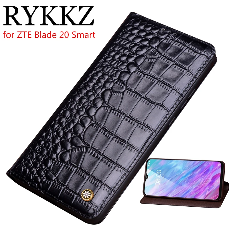 Cena Skórzane etui z klapką do ZTE Blade 20 smart Cover etui magnetyczne do ostrza 20 inteligentne etui skórzane etui na telefony
