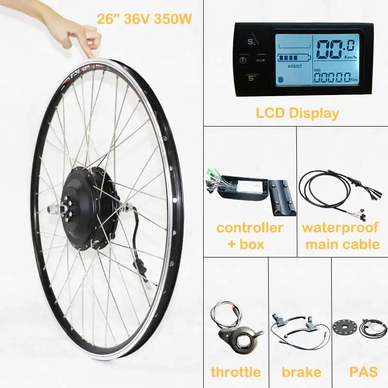 26inch 36v 350w kit 36 v/48 350w моторное колесо для электрического велосипеда комплект 2" 26" 700C E комплект колес для велосипеда электрическое преобразование велосипедов Комплект для передний привод - Цвет: 26inch 36v 350w kit